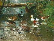 unknow artist Enten am Bach painting